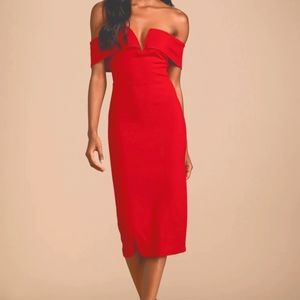 Lulus Off-the-Shoulder Red Party Dress